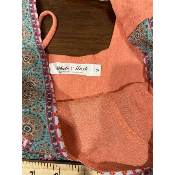 White Mark Dress Women Small Coral Flutter Sleeve V Neck Tie Back Tunic - Picture 4 of 12